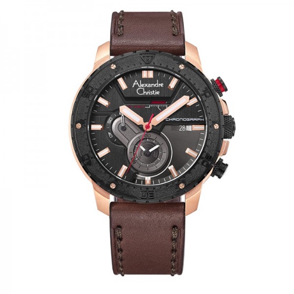 Alexandre Christie AC 6627 Rosegold Brown Leather MCLBRBA